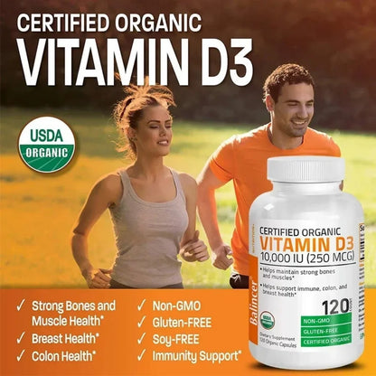 Vitamin D3 - Promotes Healthy Muscle Function and Immune Support, Strong Bones and Nervous System Health, 120 Capsules