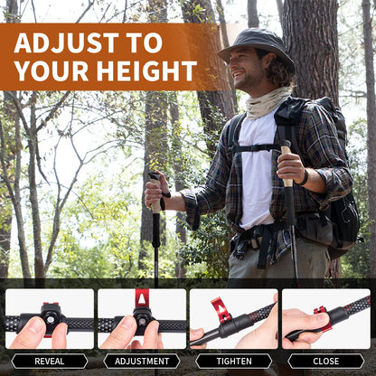 Naturehike Trekking Poles 2 Poles Ultralight Carbon Fiber Walking Sticks Outdoor Folding Portable Climb Hiking Telescopic Poles