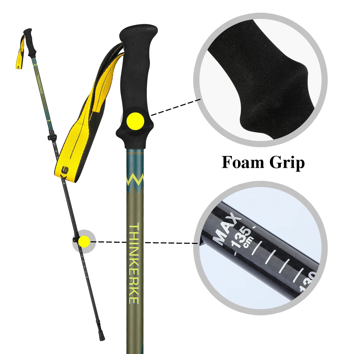 Telescopic Hiking Poles, Carbon Fiber Trekking Poles, 3K Carbon Fiber Nordic Walking Poles