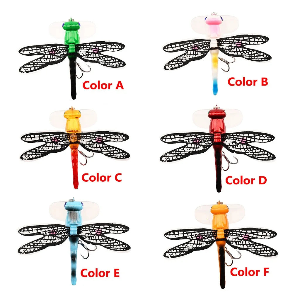 Dragonfly Fishing Lure Floating Artificial Insect Bait Realistic Dragonfly Wobbler With Treble Hook Bass Trout Fishing Tackle