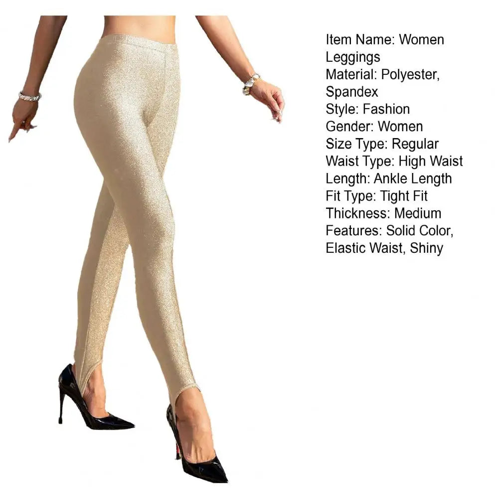 Women Leggings Elastic High Waist Glitter Design Long Pants Slim Fit Hip Lift Yoga Pants Stretchy Shiny Slimming Bodycon Pants