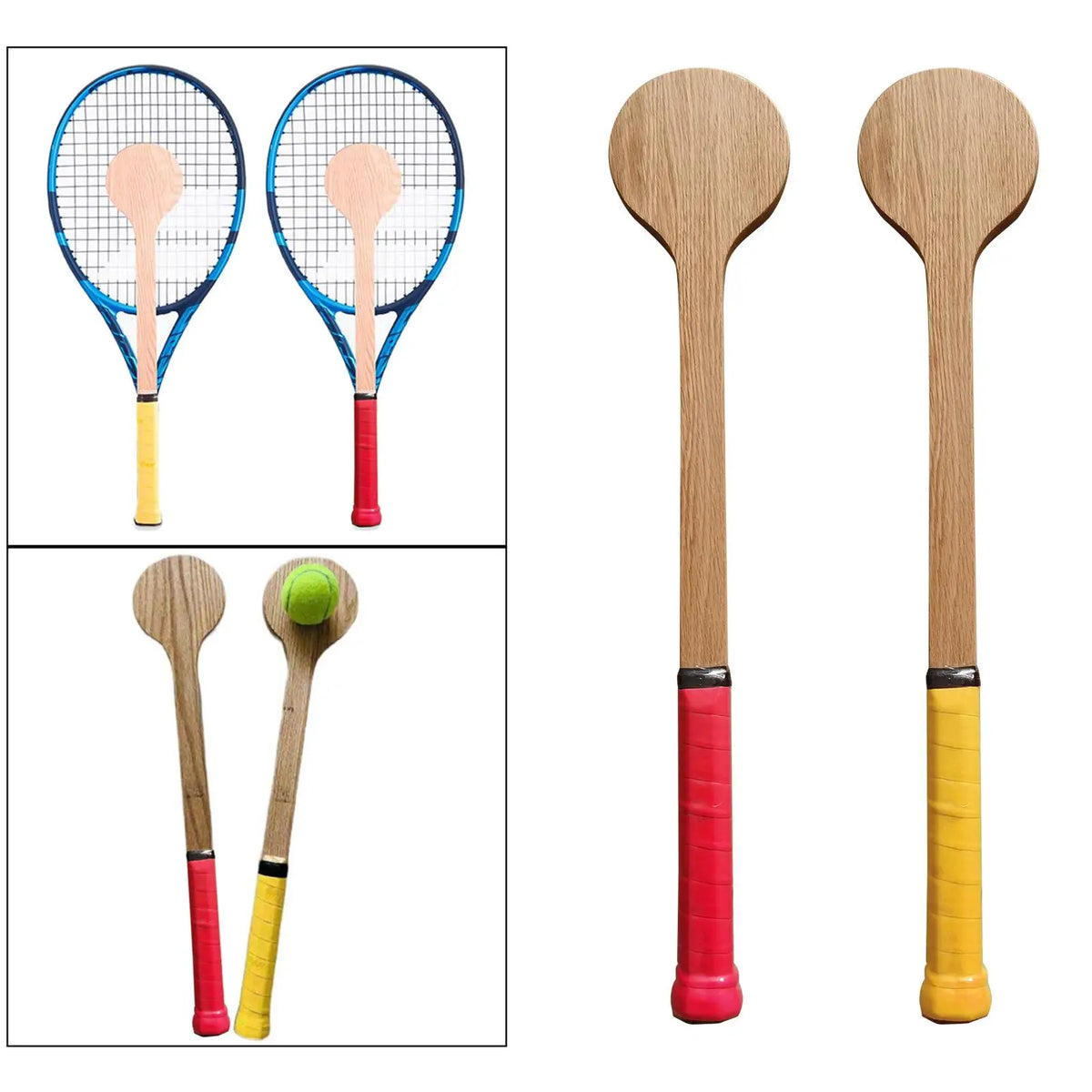 Tennis Sweet Spot Racket Wooden Tennis Spoon Swing Training Racket Accuracy Practice Racket Batting Hitting Equipment Gear