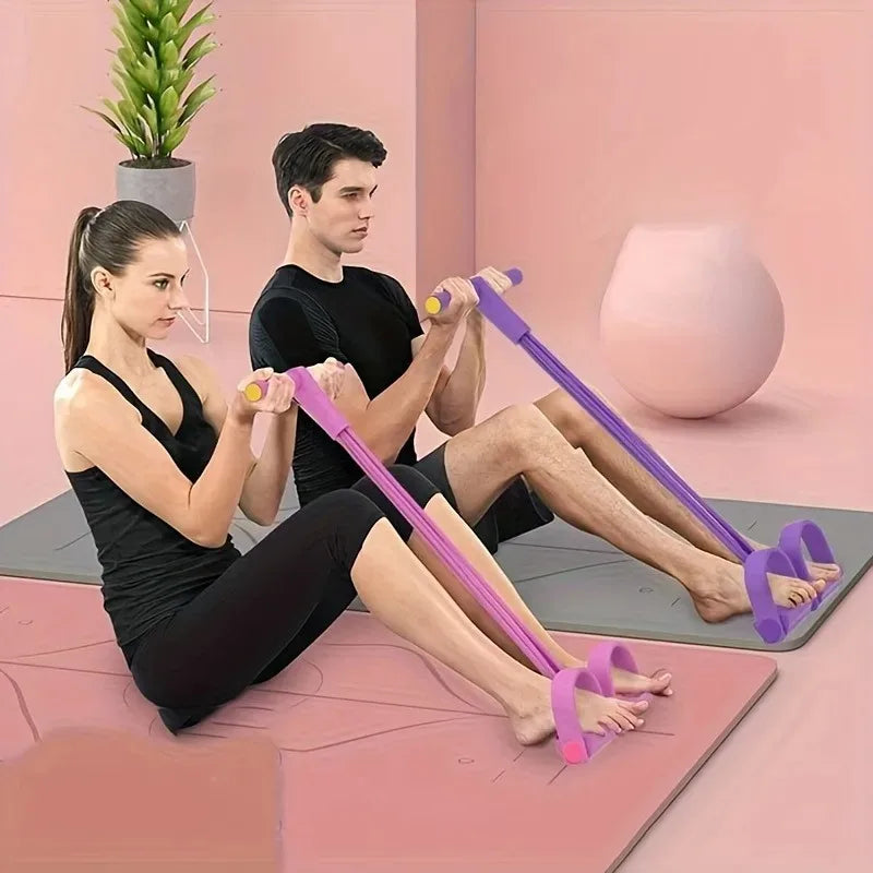 4-Level Resistance Band Tensioner with Non-Slip Handles - Home Fitness Equipment for Abdominal Muscle Training Yoga Abdominal