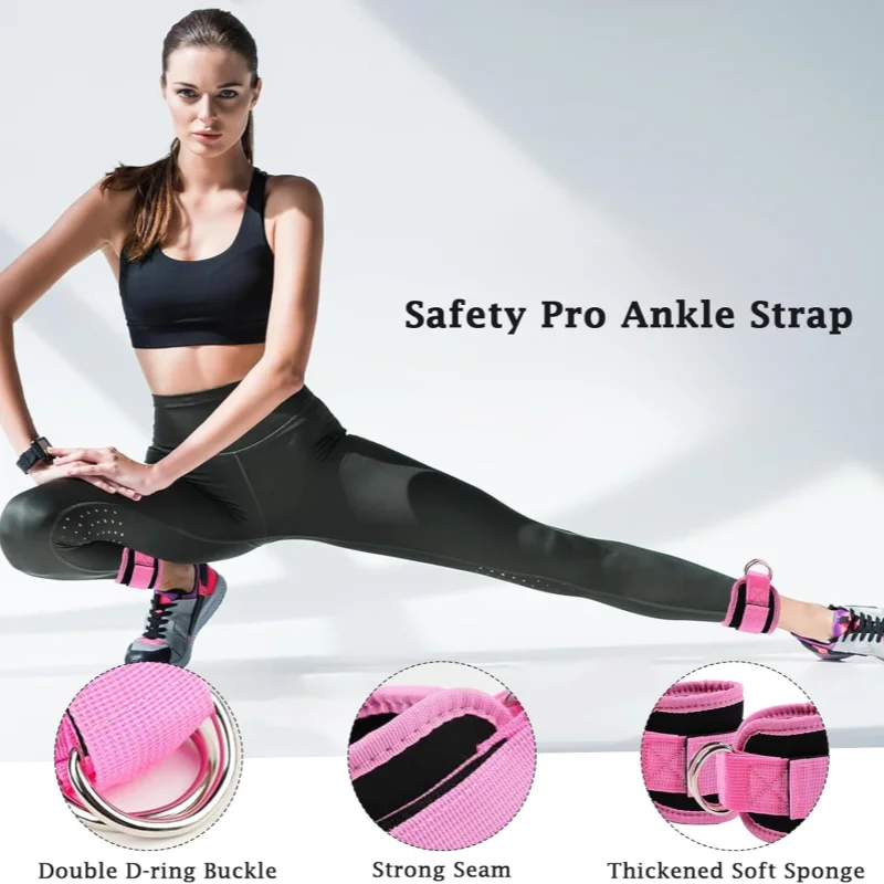 1 Pair Ankle Straps for Cable Machines Resistance Bands Attachment,Gym Cuffs with Stainless Steel D-Ring for Booty Leg Workout