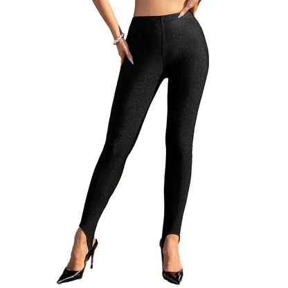 Women Leggings Elastic High Waist Glitter Design Long Pants Slim Fit Hip Lift Yoga Pants Stretchy Shiny Slimming Bodycon Pants