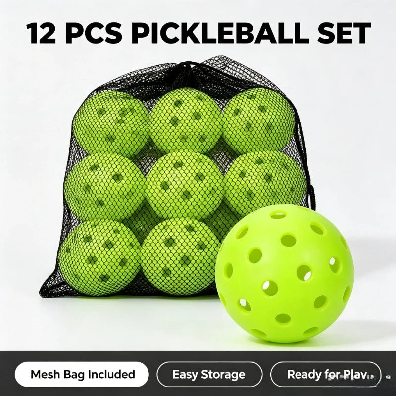 12pcs Pickleball 74MM Durable 40 Holes Outdoor Pickleballs 26g Outdoor for Competition Pickleball Packs of Pickleballs