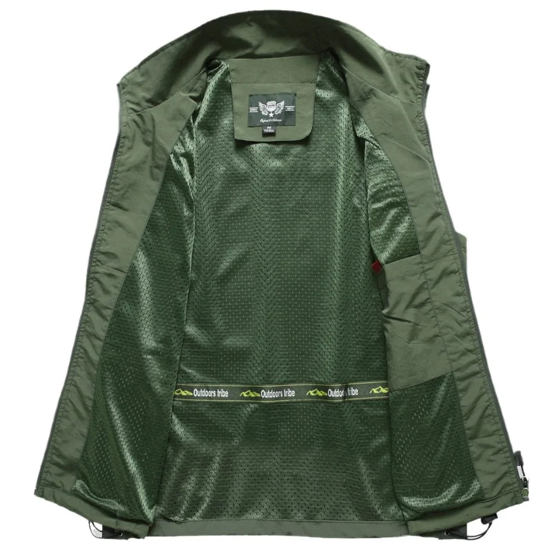 Men Outdoor Mesh Thin Waistcoats Climbing Sleeveless Jackets New Summer Men Multi-pockets Fishing Photography Breathable Vests