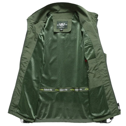 Men Outdoor Mesh Thin Waistcoats Climbing Sleeveless Jackets New Summer Men Multi-pockets Fishing Photography Breathable Vests