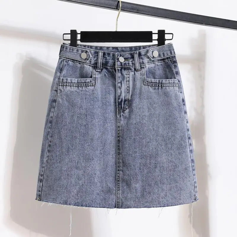Women Casual Stripe Shawl T Shirt Skirts Two Piece Set 2025 Summer Student Fashion Tops Denim A-Line Skirt Outfits Lady Clothes
