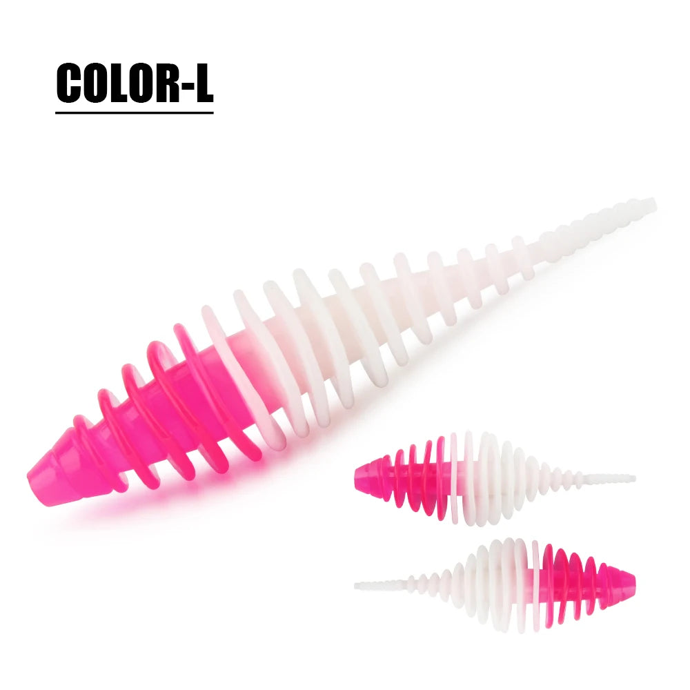Rosewood Ribbed Worm Soft Plastic Lure Shad Bait 3.6cm/5.3cm For Perch Trout Bass Pike Fishing Tackle Jig Head Drop Shot Pesca