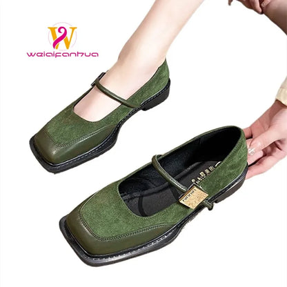 Women's Single Shoes 2026 New Style Low Heel Square Toe Mary Jane Women's Retro Large Size Shoes Designer Sneakers for Women