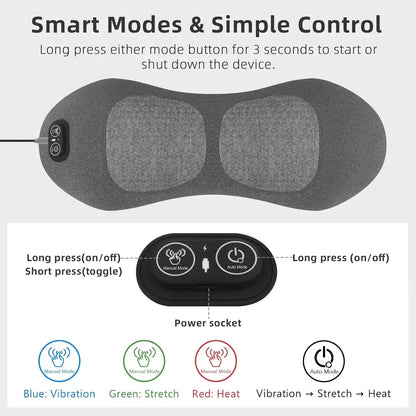 Back Massager  3-in-1 Design with Vibration Back Pain Relief, 135° Ergonomic Contour, Skin-Friendly Fabric & One-Touch Control