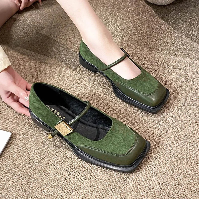 Women's Single Shoes 2026 New Style Low Heel Square Toe Mary Jane Women's Retro Large Size Shoes Designer Sneakers for Women