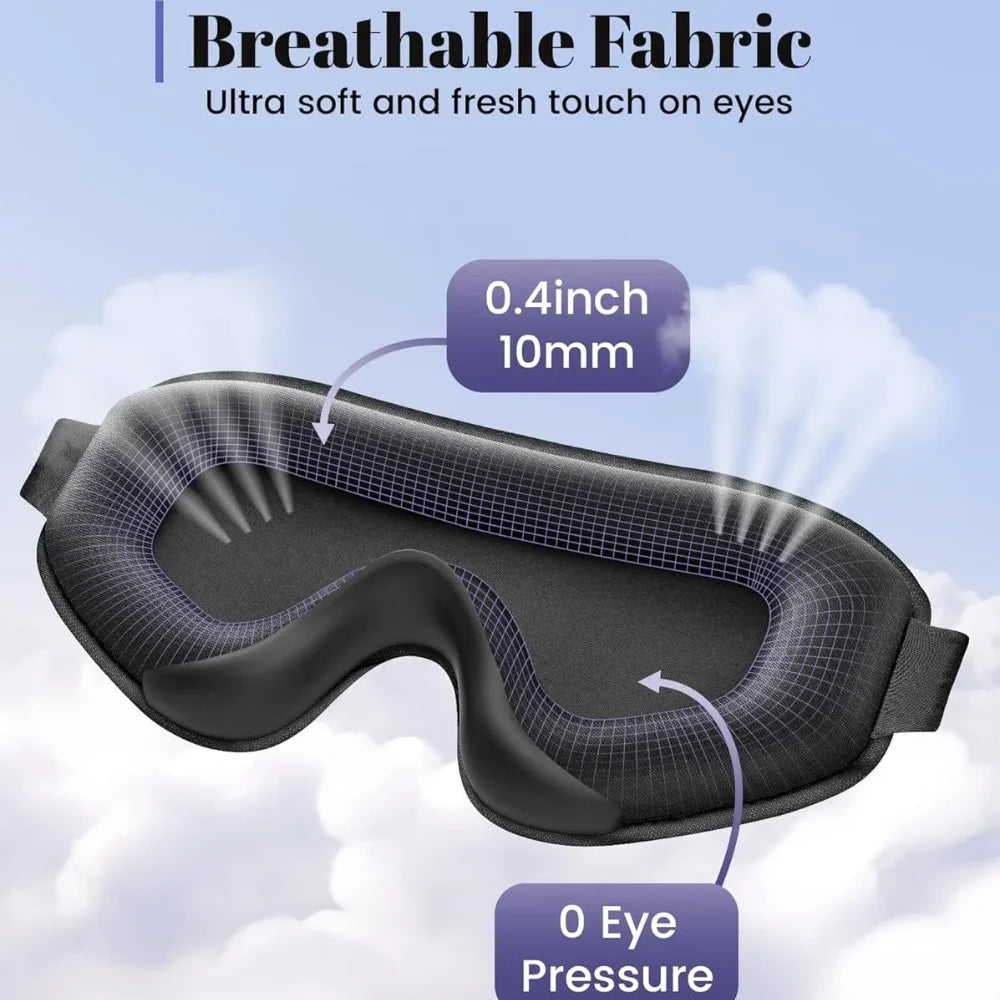 Sleep Mask Blackout Eye Masks for Sleep-3D Breathable Soft Comfortable Eye Mask for Travel-Adjustable Night Masks for Sleeping