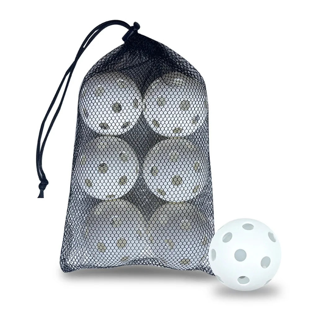 6pcs Portable 26 Holes Pickleball Balls Balanced High Bounce Pickle Balls with Bag Crack-Resistant PVC Competition Ball Indoor