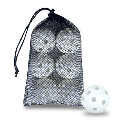 6pcs Portable 26 Holes Pickleball Balls Balanced High Bounce Pickle Balls with Bag Crack-Resistant PVC Competition Ball Indoor