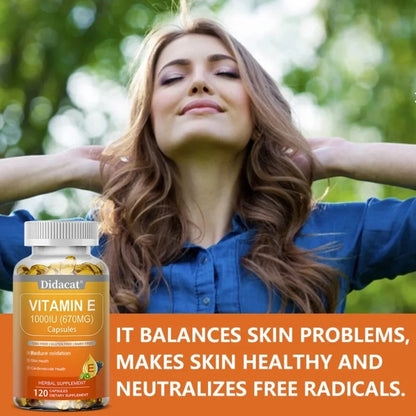 Vitamin E 670 Mg (1000 IU) - Natural Dietary Supplement Antioxidant, Skin, Immune System Support, Gluten Free, Vegen