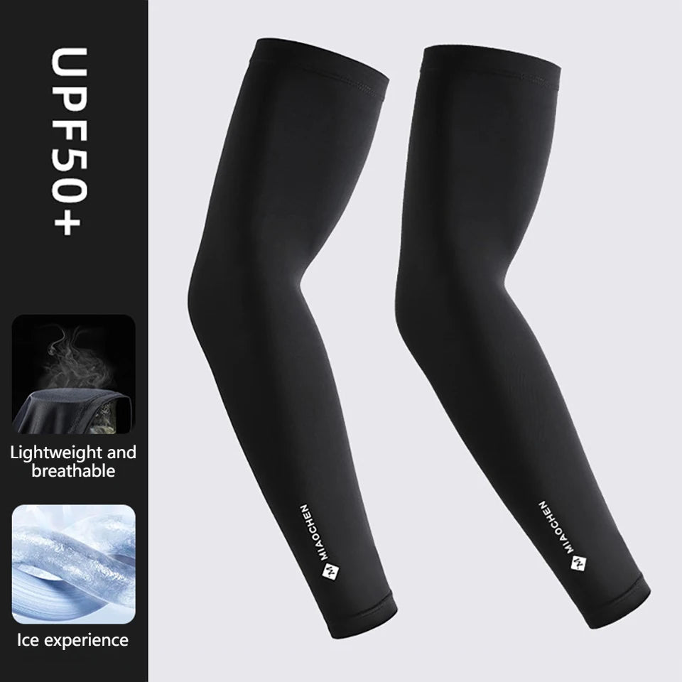 GTUBIKE 1 Pair New Ice Silk Sleeves UV Protect Breathable Cycling Arm Sports Outdoor Unisex Elastic Quick-dry Summer Sleeves
