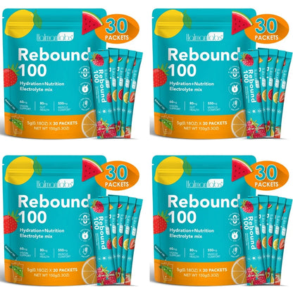 Hatmanlabs Rebound 100 Electrolyte Mix Powder Sugar Free with Potassium Magnesium Zinc Supports Muscle Comfort 30 Packets