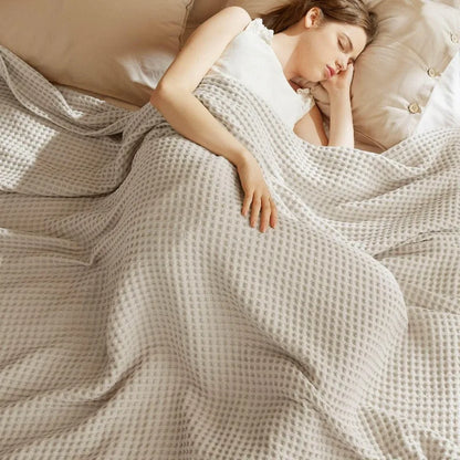 Cotton Waffle Weave Blanket for Spring Summer Ultra Soft Waffle Weave King Blanket for Bed Thin Lightweight Breathable