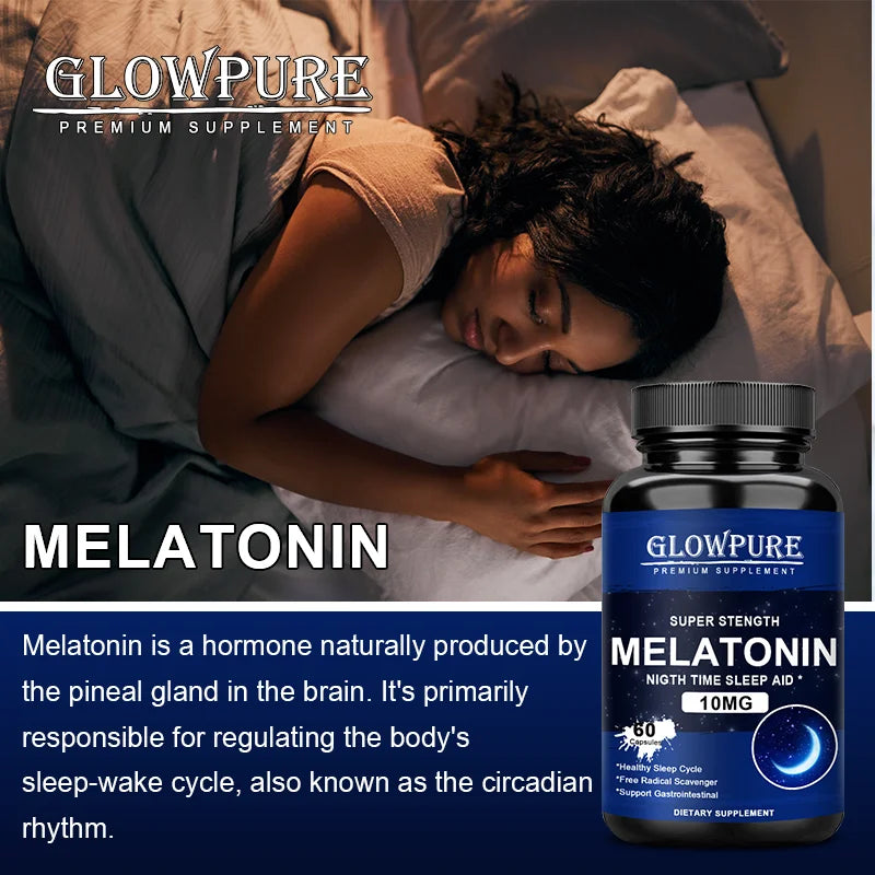 Melatonin 10 mg Capsules - Relieve Insomnia Healthy Sleep Quality Deep Sleep Stress Relief