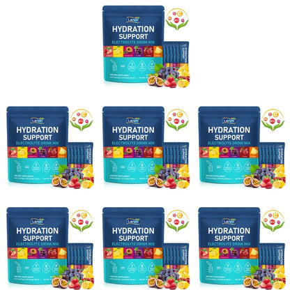 Lenm Electrolyte Drink Mix Powder with 7 Electrolytes and 5 Vitamins, Sugar-Free Vegan Travel Hydration Support 24 Sticks