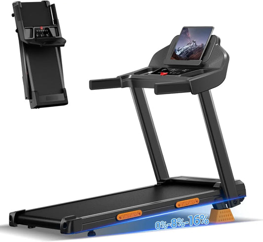 BestsellerTreadmills for Home with 16% Incline, Foldable Treadmill with Handles, Portable Treadmill with 12 Preset Programs, 400