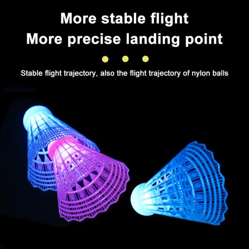 3pcs LED Badminton Shuttlecocks Colorful Lights Nylon Badminton Balls Beginner-Friendly Sports Training Light-Up Shuttlecocks