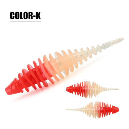 Rosewood Ribbed Worm Soft Plastic Lure Shad Bait 3.6cm/5.3cm For Perch Trout Bass Pike Fishing Tackle Jig Head Drop Shot Pesca
