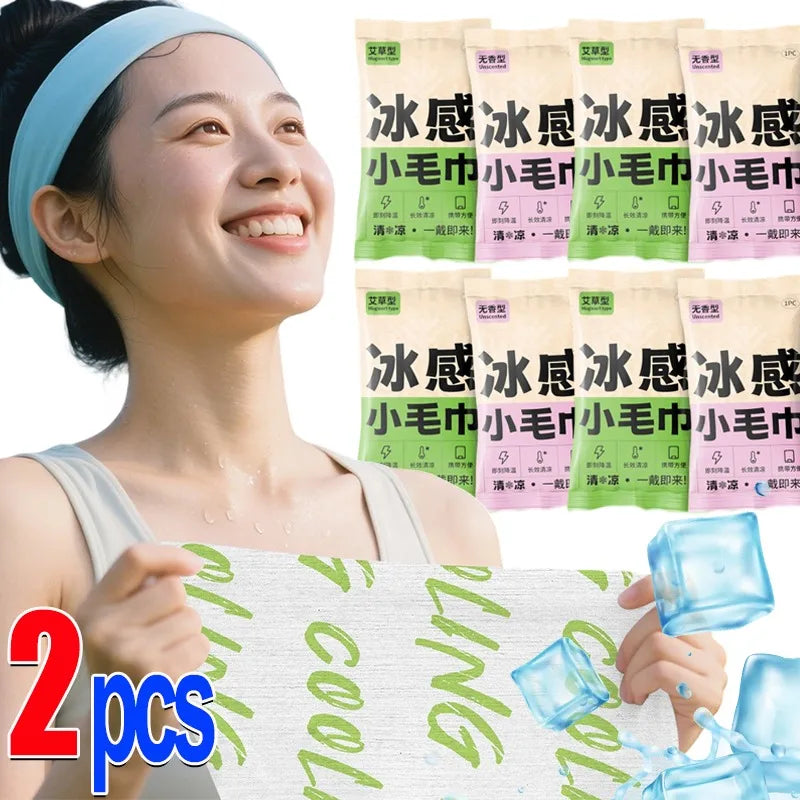 Disposable Cooling Towel Instant Cold Compress with Menthol for Sports Gym Travel Outdoor Activities Face Neck Arms Sweat Wipes