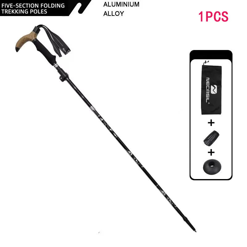 Walking Cane Telescopic Baton Folding Walking Sticks Aluminum Alloy Crutches Trekking Cane Hiking Trekking Poles North Pole