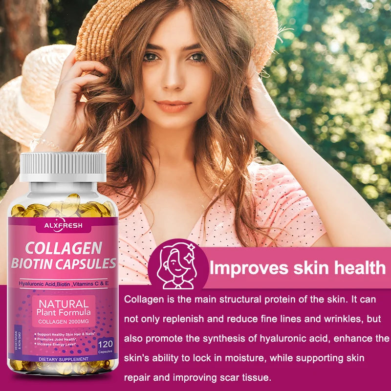 Collagen  Capsules Support Beauty Skin Care Skin Repair Hair Nail  and Joint Health Anti-aging Enhance Skin's Ability to Lock