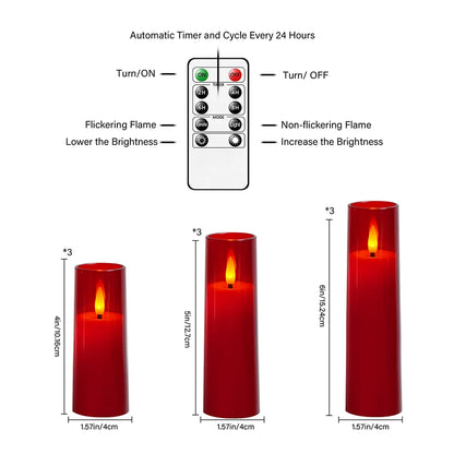 9 Acrylic Flameless LED Electronic Candles Timer Dimmable Flickering Safe Gift Hanukkah Diwali Ramadan Prayer Meditation Candle