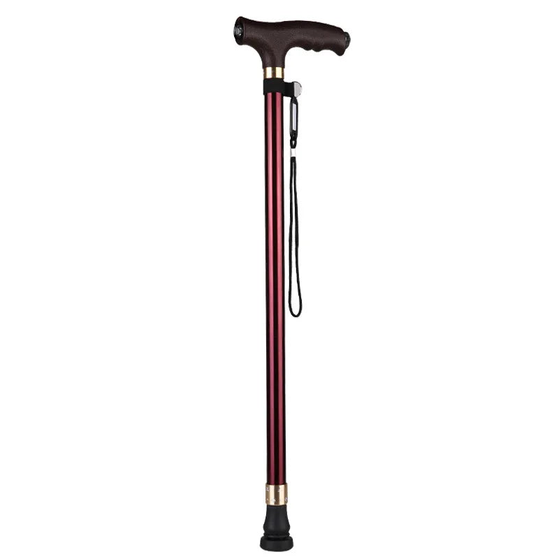 LED Light Walking Stick for Elderly - Adjustable Aluminum Alloy Crutch with Non-Slip Rubber Base for Seniors/Men/Disabled