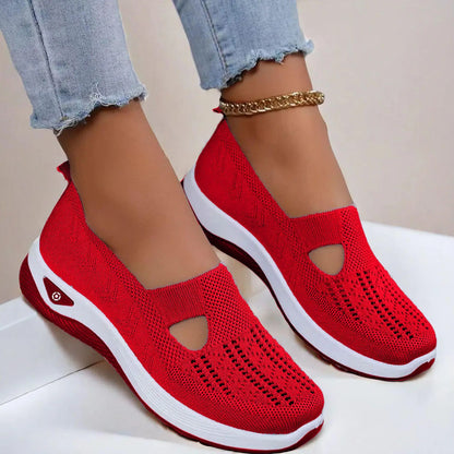 Woman Summer Breathable Mesh Flat Shoes Women Knitted Loafers Elderly Women's Shoes Mom Sneakers Middle-aged Women Casual Shoes