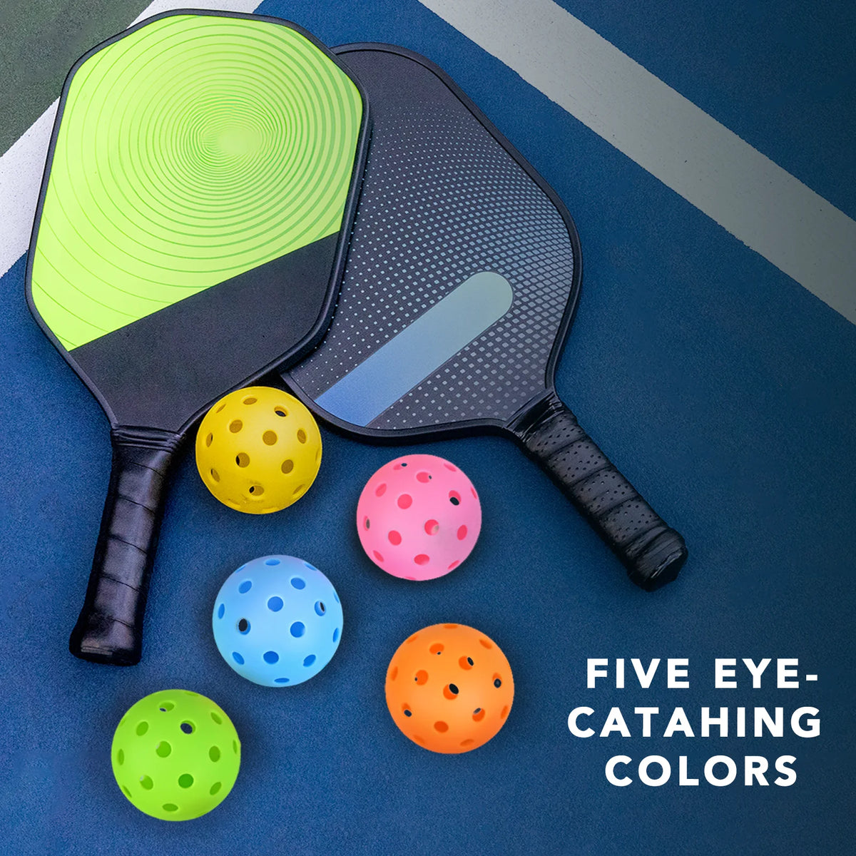 Pickleball Balls 40PCS 40 Holes Outdoor Pickleball Balls High Elasticity Durable Yellow Pickle Balls for All Pickleball Paddle