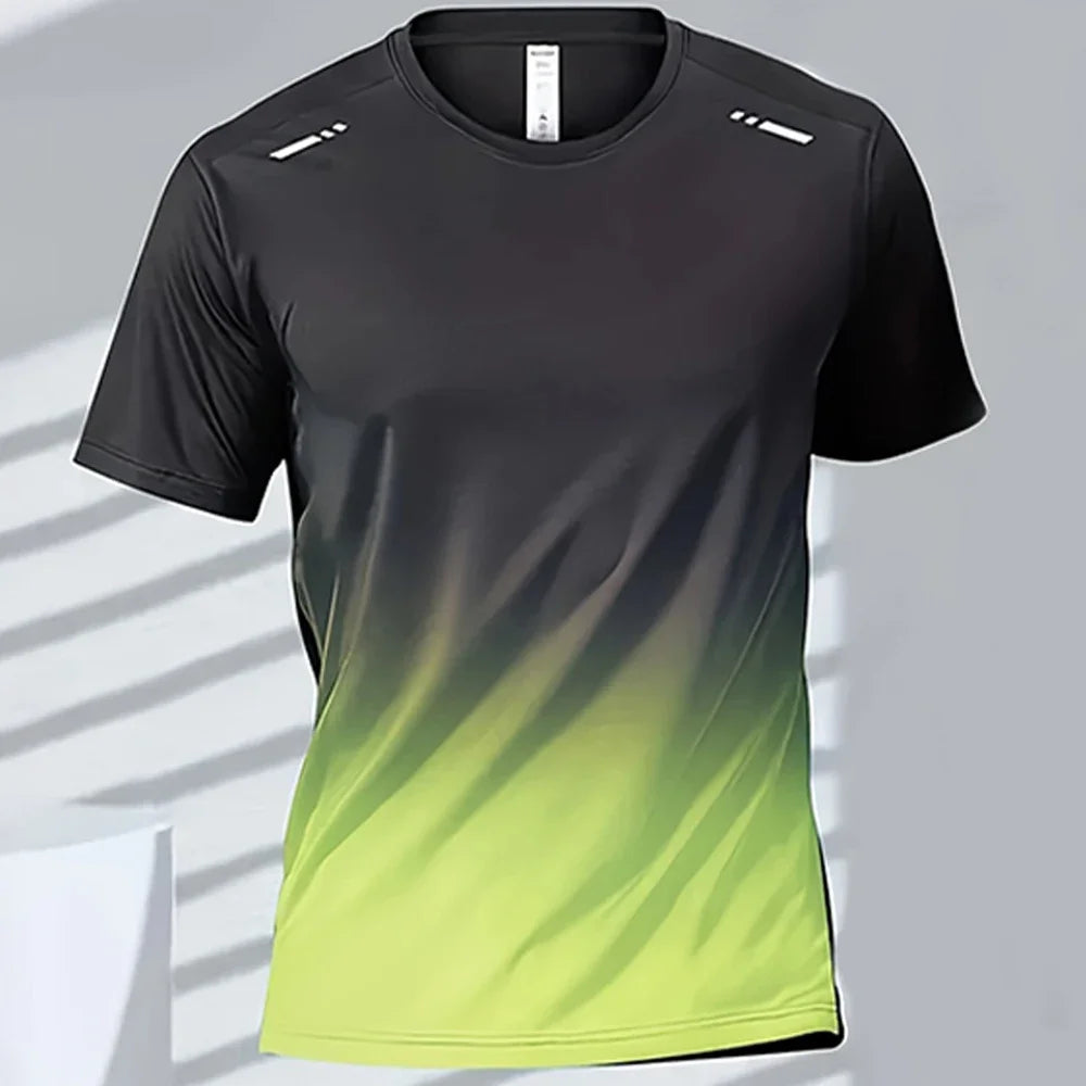 Men's T-shirts Sports T-shirt Quick-drying Gradient Short Sleeve Tees Outdoor Workout Basketball Training Running men clothes