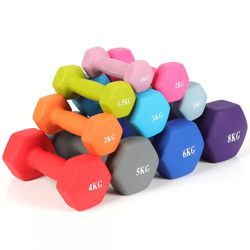 Hexagon Fixed Weight Dumbbells Set Womens 2kg Solid Cast Iron Workout Dumbbells