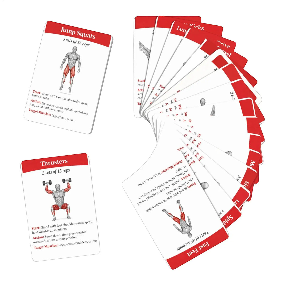 Workout Cards 36 Pieces Fitness Guide Cards Training Exercises Guide for Women Men Beginners Home Gym Outdoor Activities