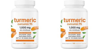 Turmeric Curcumin Supplement 1,000mg–95% Curcuminoids with Black Pepper & Ginger–Supports Joint & Antioxidant Health 120Capsules