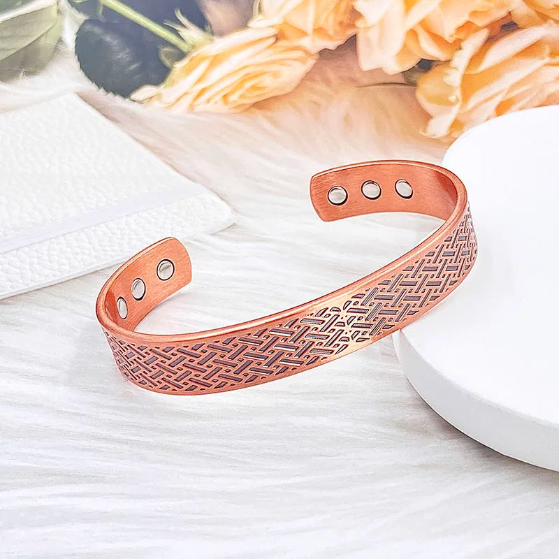 Vintage Pure Copper Magnetic Bracelet Unisex Adjustable Cuff Bangles Perfect for Everyday Wearwith Recommend Jewelry Gift