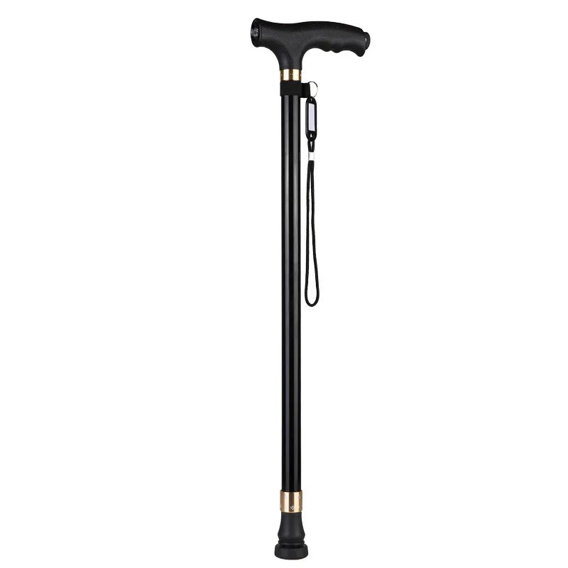 LED Light Walking Stick for Elderly - Adjustable Aluminum Alloy Crutch with Non-Slip Rubber Base for Seniors/Men/Disabled