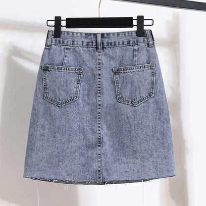 Women Casual Stripe Shawl T Shirt Skirts Two Piece Set 2025 Summer Student Fashion Tops Denim A-Line Skirt Outfits Lady Clothes