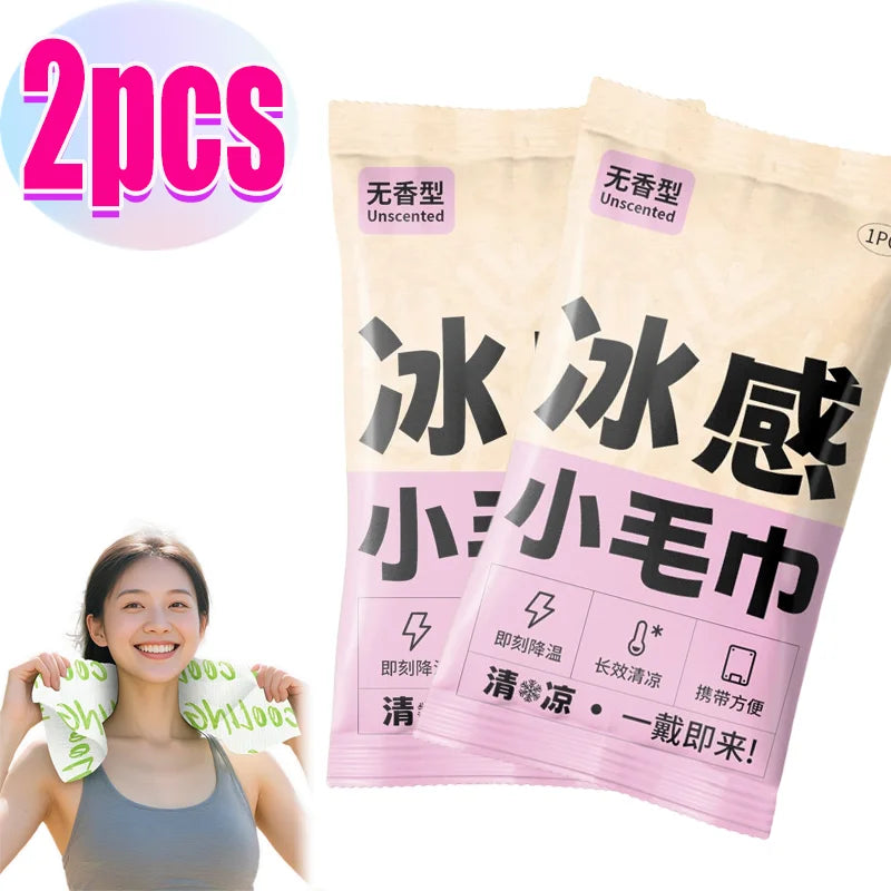 Disposable Cooling Towel Instant Cold Compress with Menthol for Sports Gym Travel Outdoor Activities Face Neck Arms Sweat Wipes