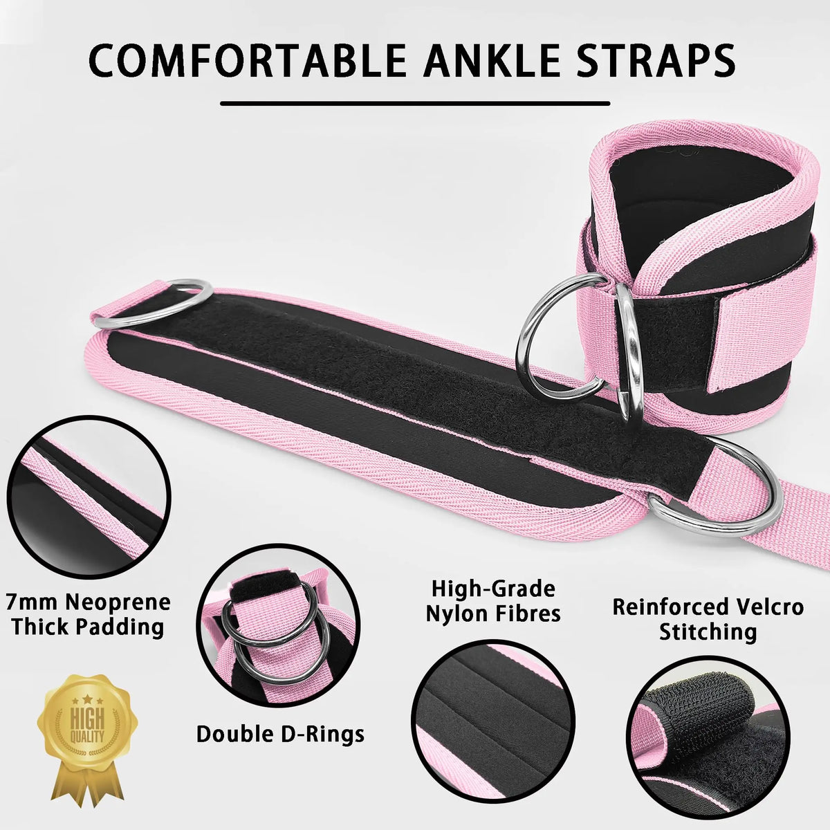 Cable Ankle Straps Double D-Ring Ankle Cuffs For Gym Workouts Glutes Legs Strength Training Brace Support Sport Safety Abductors