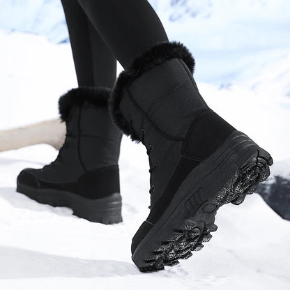 Winter Snow Boots for Women, Waterproof, Non-Slip, Warm, Northeast-Style Large Cotton Shoes, Ski Boots, Fleece-Lined, Thickened, Wear-Resistant, High-Top Cotton Boots