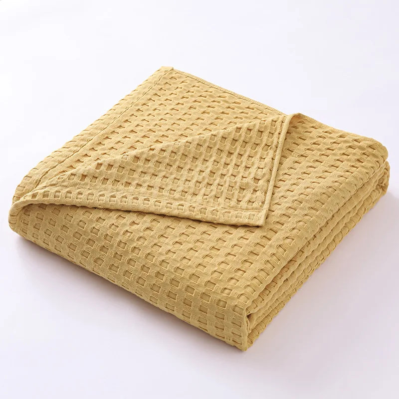 Cotton Waffle Weave Blanket for Spring Summer Ultra Soft Waffle Weave King Blanket for Bed Thin Lightweight Breathable