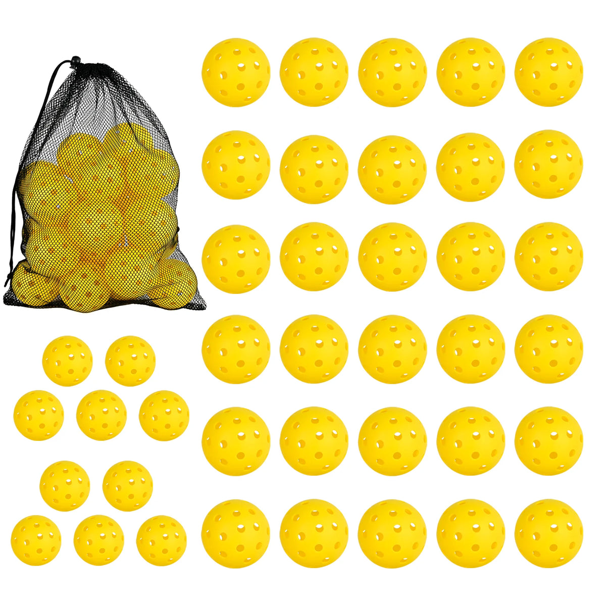 Pickleball Balls 40PCS 40 Holes Outdoor Pickleball Balls High Elasticity Durable Yellow Pickle Balls for All Pickleball Paddle