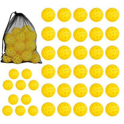 Pickleball Balls 40PCS 40 Holes Outdoor Pickleball Balls High Elasticity Durable Yellow Pickle Balls for All Pickleball Paddle