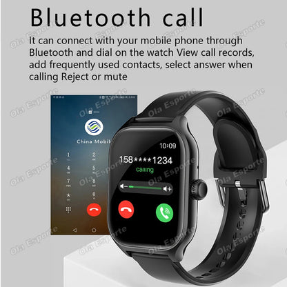 Smart Watch Men 2.01'' AMOLED Screen Waterproof Multiple Sport Mode Fitness HD Bluetooth Call Smartwatch Men Women Bracelet Ht30